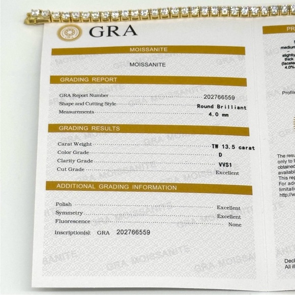 18K Gold Plated, 14.40CTW Moissanite Tennis Bracelet - Picture 9 of 9